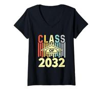 Donna Classe di 2032 Scuola di Laurea Vintage Senior 2032 Maglietta con Collo a V
