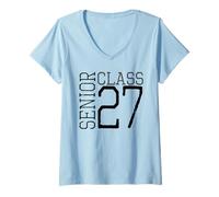 Donna Classe Senior del 2027 - Anno di Laurea High School & College Maglietta con Collo a V