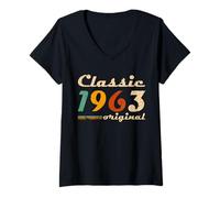 Donna Classic 1963 Original Men Women Birth of Birthday Vintage Maglietta con Collo a V