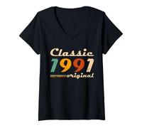Donna Classic 1991 Original Men Women Birth of Birthday Vintage Maglietta con Collo a V