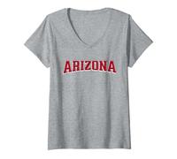 Donna Classic Arizona Print Retro Varsity Vintage Arizona Maglietta con Collo a V