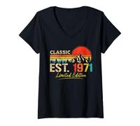 Donna Classic Est. 1971 Limited Edition Vintage Year 1971 Birthday Maglietta con Collo a V