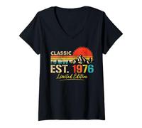 Donna Classic EST. 1976 Limited Edition Vintage Year 1976 Birthday Maglietta con Collo a V