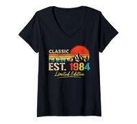 Donna Classic EST. 1984 Limited Edition Vintage Year 1984 Birthday Maglietta con Collo a V