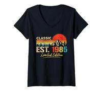 Donna Classic EST. 1985 Limited Edition Vintage Year 1985 Birthday Maglietta con Collo a V