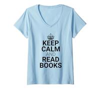 Donna Classic Keep Calm And Read Books - Book Lover Reader Maglietta con Collo a V