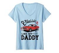 Donna Classic Like My Daddy Retro Car Meme Design Maglietta con Collo a V