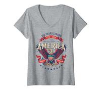 Donna Classic Patriotic 250 Vintage 4 Luglio 2026 USA - Proud US Maglietta con Collo a V
