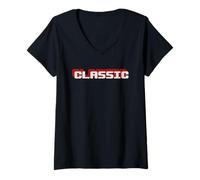 Donna Classic: Vintage Retro Gamer Text for Non-Old Men & Women Maglietta con Collo a V