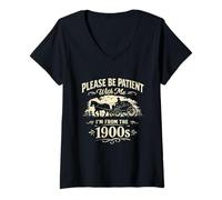 Donna Classico Divertente Please Be Patient with Me I'm from The 1900s Maglietta con Collo a V