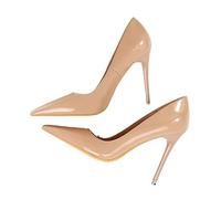 Donna Classico High Heels Scarpe da Donna con Tacco Alto, in Pelle Verniciata, a Punta, for Ufficio, Autunnali, Sexy, for Feste e Matrimoni, Color Carne, Basse, Rosse(Nude 10.5 cm,13)