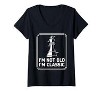 Donna Classico King Scacchi Pezzo Retro 80s I'm Not Old I'm Classic Maglietta con Collo a V