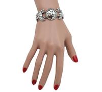 Donna Classico Look Braccialetto Moda Metallo Argento Catena Luna Crescent Charm