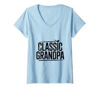 Donna Classico Nonno con Fumatori Pipa Vintage Maglietta con Collo a V