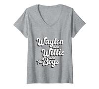 Donna Classico stile country, Waylon, Willie, retrò Maglietta con Collo a V