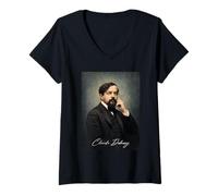 Donna Claude Debussy Compositore Pianista Maglietta con Collo a V