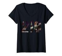Donna Cleveland Ohio 216 codice Area Skyline Maglietta con Collo a V