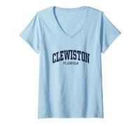 Donna Clewiston Florida Vintage Maglietta con Collo a V