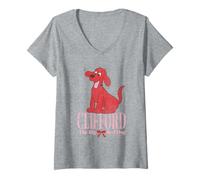 Donna Clifford The Big Red Dog Pink Text with Bow Illustrated Book Maglietta con Collo a V