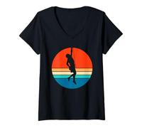 Donna Climbing Old School Climber Men Women Bouldering Gift Maglietta con Collo a V