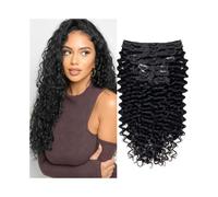 Donna Clip in ricci e ondulati, testa intera, 100% capelli umani brasiliani Remy, 8 pezzi con 18 clip #1b Matrimonio(18inches,120g)
