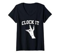 Donna Clock It! Maglietta con Collo a V