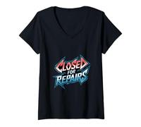 Donna Closed For Repairs Meccanico Garage Auto ---- Maglietta con Collo a V