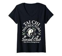 Donna Club Sociale Istruttore di Tai Chi Maglietta con Collo a V