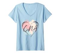 Donna CNA Certified Nursing Assistant - Nurse Heart Pastel Pretty Maglietta con Collo a V