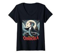 Donna Cobra Serpente Vampiro Cobracula Halloween Maglietta con Collo a V