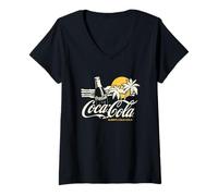 Donna Coca-Cola Always Coca-Cola Beach Sunset Vintage Maglietta con Collo a V