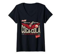 Donna Coca-Cola Sign of Good Taste Wings Vintage Logo Maglietta con Collo a V