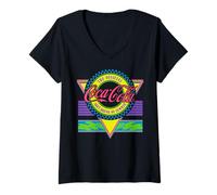 Donna Coca-Cola The Official Soft Drink of Summer Retro Logo Maglietta con Collo a V