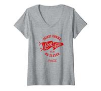 Donna Coca-Cola Thirst Knows Flag ATL. Ga No Season Classic Logo Maglietta con Collo a V