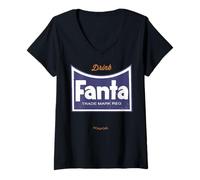 Donna Coca-Cola Vintage Fanta Logo Drink Fanta Trade Mark Reg Maglietta con Collo a V