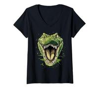 Donna Coccodrillo Alligatore Rettili Croc Alligatori Coccodrilli Maglietta con Collo a V