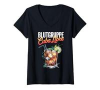 Donna Cocktail per Bartender Addio al nubilato Blutgruppe Cuba Libre Maglietta con Collo a V