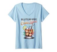 Donna Cocktail per Bartender Addio al Nubilato Blutgruppe Cuba Libre Maglietta con Collo a V