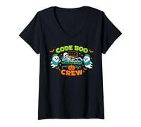 Donna Code Boo Crew Medical Halloween Costume Nursing Hospital Fun Maglietta con Collo a V