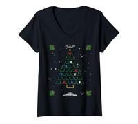 Donna Codice Binario Albero di Natale Programmatore Coder Tech Holiday Maglietta con Collo a V