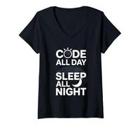 Donna Coding Ninja Programmer Debug Master Code Warrior Dev Maglietta con Collo a V