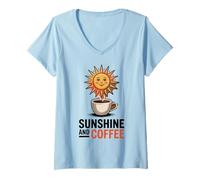 Donna Coffee Beach Repeat Estate Hawaii Sole e caffè Maglietta con Collo a V