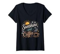 Donna Coffee Beach Repeat Estate Hawaii Sole e caffè Maglietta con Collo a V