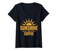 Donna Coffee Beach Repeat Estate Hawaii Sole e caffè Maglietta con Collo a V