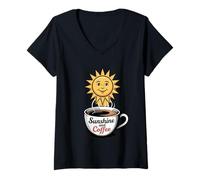 Donna Coffee Beach Repeat Estate Hawaii Sole e caffè Maglietta con Collo a V