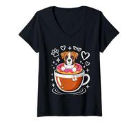 Donna Coffee Boxer Dog Donut Boxers Maglietta con Collo a V