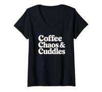 Donna Coffee Chaos And Cuddles Maglietta con Collo a V