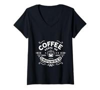 Donna Coffee Keeps Me Grounded Necessità mattutine caffeina ||--- Maglietta con Collo a V