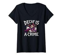 Donna Coffee Lover Espresso Skull Decaf Is A Crime Maglietta con Collo a V