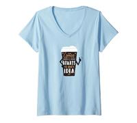 Donna Coffee Lover Gift Espresso Latte Art Cafe Black Maglietta con Collo a V